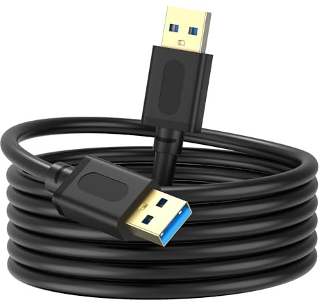 Jelly Tang USB 3.0 Male to Male Cable 15Ft,USB to USB Cable with Gold-Plated Connector for Hard Drive Enclosures, DVD Player, Laptop Cooler (15Ft/5M)