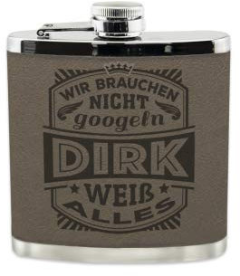 History & Heraldry Echter Kerl Flachmann Dirk - individuell und personalisiert mit Gravur, Name und Spruch