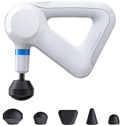 Theragun Elite Elektrisk handmassagepistol, Bluetooth-kompatibel slagverksterapiapparat för idrottare, kraftfull djupvävnad muskelmassageapparat med QuietForce-teknik, 4. generationen, vit