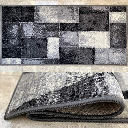 Aido - Alfombra Infinity Gris de 105 x 150 cm. Alfombra Pie de Cama de 11 mm de Pelo. Fácil de Limpiar. Moderna y Elegante para tu Habitación. Fabricado 100% en España.