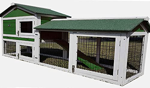 Eggshell LARGE SMOKEY XL GREEN COLOUR RABBIT HUTCH GUINEA PIG HUTCHES RUN RUNS LARGE 2 TIER WITH NIGHT SHUTTER