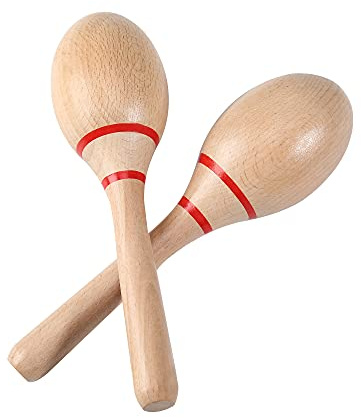 Maracas, Professional Wooden Rumba Shakers Hand Percussion Rattles Latin Musical Instrument with Clear Salsa Rhythm for Adults Kids Party Game Playing, Set of 2
