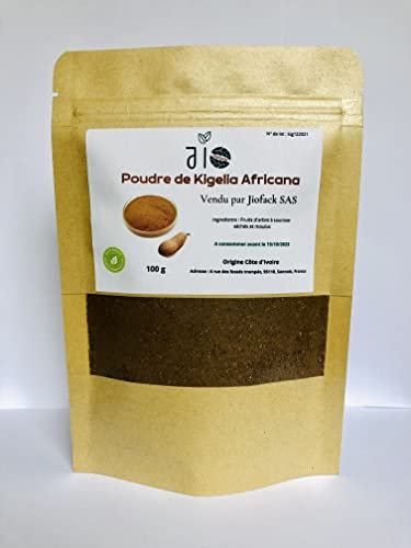 Polvere di Kigelia Africana tradizionale – 100% naturale – Per il cibo, la cura personale, la cura della pelle – 100 g