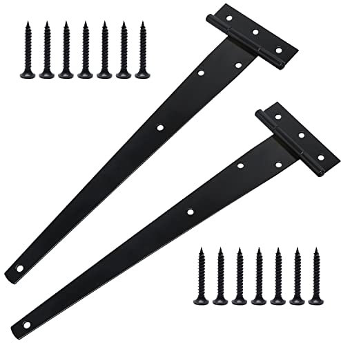 2 Piezas Bisagras en T de Puertas con Tornillo de Montaje, Bisagras para Puertas Madera de 300 mm, Bisagras en T Galvanizadas para Puerta de Puerta de Madera