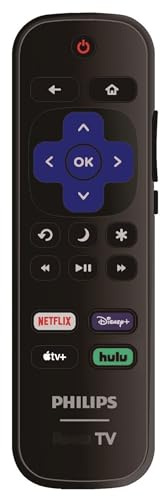 Replacement Remote Control Compatible with All Philips Roku TV Smart TVs【Only Works with Philips Roku TV, Not for Roku Stick and Roku Box】 (Netflix/Disney Plus/Apple TV+ / Hulu)