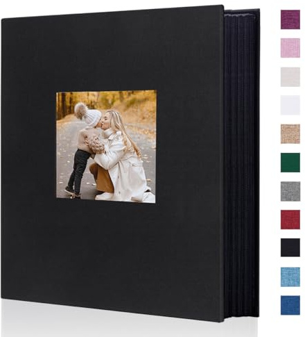 Miaikoe Fotoalbum 6 x 4 400 fickor slip in album med stor kapacitet för familj bröllopsdag linne album bok rymmer 400 vertikala 10 x 15 cm foton (400 fickor, svart)