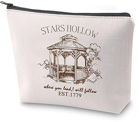 Beauty case ispirato a stelle Hollow con gazebo, borsa da toilette per fan di Gilmore, borsa per il trucco con cerniera, idea regalo per piccole città, Stelle Hollow, No