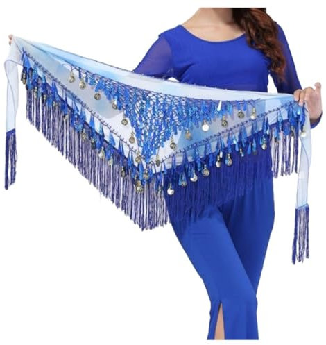 MUNAFIE Bauchtanz Hüfttuch, Fransen Rock, Bauchtanz Kostüm Damen blau