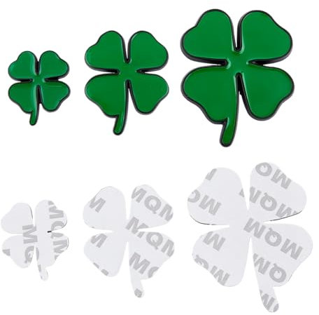 SUPERFINDINGS 3 juego 3 tamaños 3D Aleación Trébol Pegatinas de Coche Decoración Pegatinas Trébol Calcomanía Auto Coche Motocicleta Logotipo Pegatina Insignia Emblema para Ventana de Coche
