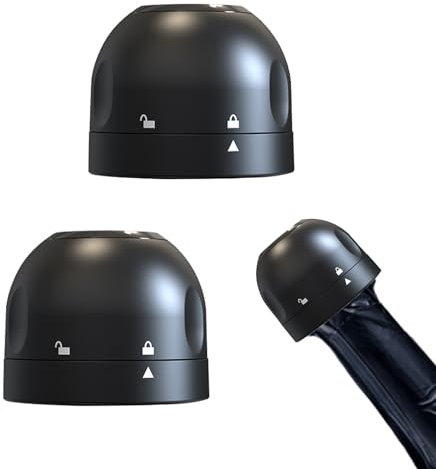 Aestustheri Champagnerflaschenverschluss mit Sperrschalter - Hochwertiger Verschluss für Champagnerflaschen, Hält die Kohlensäure Frisch und Sprudelnd - 2 Stück in Schwarz