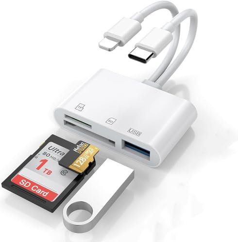 [Apple MFi Zertifiziert] SD Kartenleser&USB OTG Adapter für iPhone/iPad, Dual Lightning USB C Stecker zu SD/TF Adapter mit Micro SD/SD Kartensteckplätze, Unterstützt SD/Micro SD/SDHC/SDXC/MM
