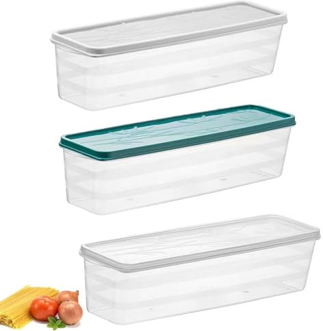 3 Pezzi Contenitori Per Pasta Conservazione Degli Spaghetti Scatola Per Spaghetti Plastica Pasta Contenitore Convient Pour Stocker Des Nouilles, Des Épices Et Des Céréales(Verde, grigio, trasparente)