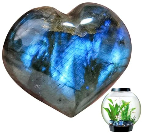 Corazón de de labradorita – Piedra mineral de bolsillo pulida con forma de corazón natural | Colección mineral de bolsillo de reiki de bolsillo, piedras de abullonamiento en forma de corazón
