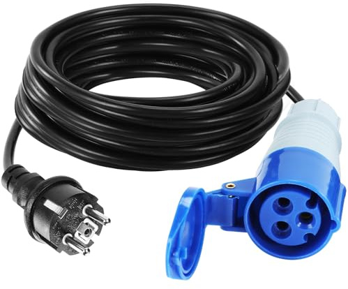 5M Câble Adaptateur CEE, 230V/16A/3 Broches Prise Camping Car, avec Capuchon De Protection, Schuko Rallonge Electrique, Accessoire Camping Car pour Bateau
