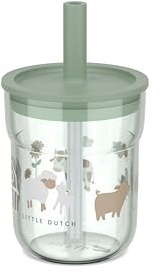 Mepal - Bicchiere per bambini con cannuccia Mio Little Dutch - Coperchio flessibile con cannuccia anti-insetto - Adatto a tutti i tipi di liquidi - Lavabile in lavastoviglie - 250 ml - Little Farm
