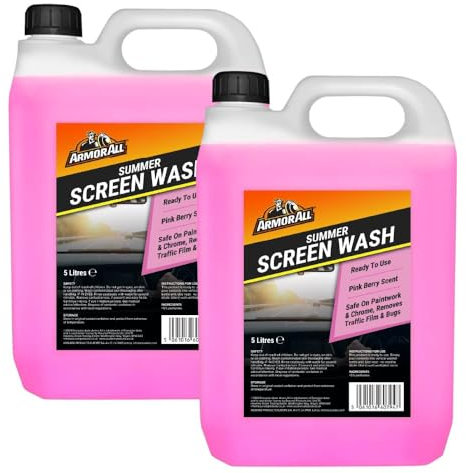 Armor All Summer Screenwash, 2 x 5 Litre Ready to Use, Pink Berry Scent, Removes Traffic Film and Bugs, Safe on Paintwork and Chrome