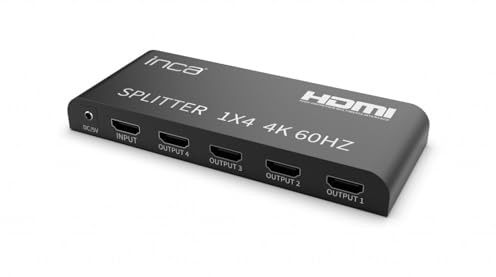 inca IHSK-460, HDMI-splitter, 1-i-4 Out 4K@60Hz, HDMI 2.0, HDCP 2.2, HDR & 3D, 1 x 4 splitter, 4 port för PS5, Xbox, Fire TV, projektor