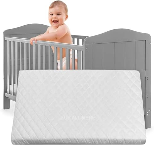 Baby Travel Cot Mattress 100 x 70 x 5 cm – Water Resistant Extra Thick Foam, Removable Washable Zip Cover – Fits Graco, Mamas & Papas, Babylo Deluxe, BabyBjörn, Silver Cross