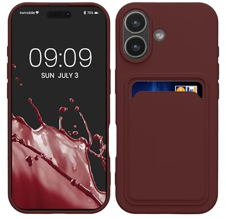 kwmobile Fodral kompatibel med Apple iPhone 17 - TPU-telefonfodral med kreditkortshållare - Tawny Red