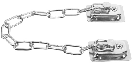 FONDOTIN Cerradura De Cadena Para Ventanas y Puertas, Antirrobo De Acero Inoxidable, Limitador De Apertura, Seguridad Para Hogares y Oficinas, Cadena De Acero Frío 30 Cm, Instalación Sin Perforaciones