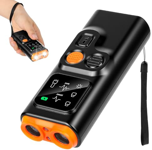 Anti Bell Halsband für Hunde, Handheld mit 2 Ultraschall-Modi & 9m Reichweite, 2 LED-Blitzer, 30 Tage Akkulaufzeit, Für Alle Hunde (5-60 kg), Ideal für Training Zuhause und Unterwegs