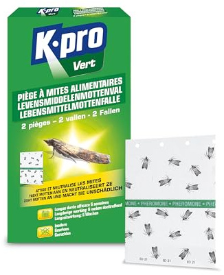 K.PRO Grön - feromonmatfällor - tar bort malar från garderober och mat - fri från insekticid, luktfri - långvarig effektivitet upp till 6 veckor - 2 fällor