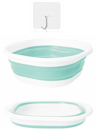 Small Collapsible Wash Basin, Mini Foldable Sink Tub (3.5L) with Hook, Lightweight Portable Wash Bowl for Dorm, Travel, Small Laundry & Makeup Cleaning – BPA-Free Space-Saving Design(Blue)