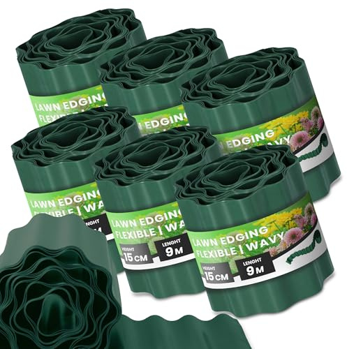 Instalguru Bordure Jardin 15 cm 54 m Contour Pelouse Flexible Plastique Vert Délimitation Parterre Gazon Bande Séparation Résistant Intempéries Paysagère Stop Racines