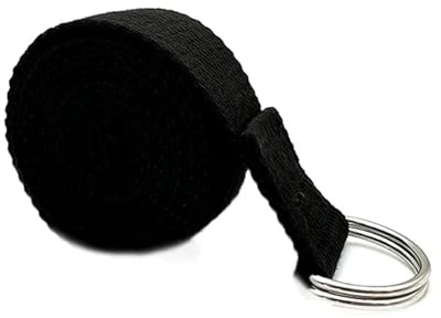 Yogabelt 183 x 3,8 cm yogabälte bomull träning yoga bälte justerbart vävt stretch D-ring spänne fitness stretching band pilates rep för stretchövningar (Color4)