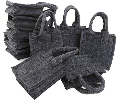 Logbuch-Verlag 10 mini Filztaschen kleine Geschenktaschen zum Befüllen Ostern Geschenke Verpackung für Kundengeschenke 10 x 10 cm dunkelgrau