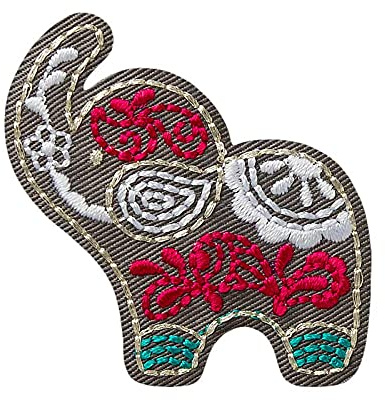 Elefant Grau Tier - Aufnäher, Bügelbild, Aufbügler, Applikationen, Patches, Flicken, zum aufbügeln, Größe: 5,0 x 5,0 cm
