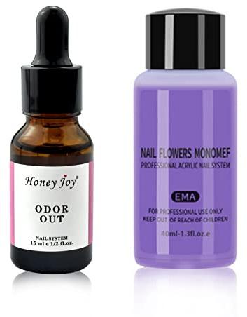 Acrylic Liquid Peach Fragrance Odorizer & Monomer Kit Set, 0.5 fl.oz Acrylic Liquid ODOR OUT Odorless with 1.3 fl.oz Monomer Odor Reducer Removal (NAP018-Peach-Monomer) …