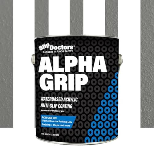 Alpha Grip Non-Slip Paint for Concrete & Asphalt – Non-Skid Coating Ideal for Striping Parking Lots, Playgrounds & Pavements (Medium Gray, 1 Gallon)