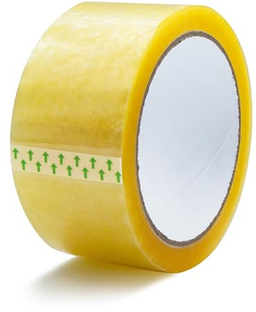 RAYLU PAPER® - Rollos de Precinto, Cinta Adhesiva para Embalaje de Cajas de Envío Resistente y Extra Fuerte, 66 metros x 50 mm de ancho (1 unidad, Transparente)