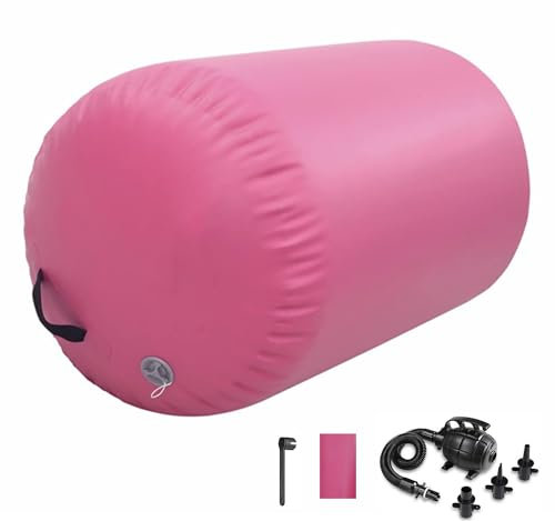 Air Roller Gymnastics Barrel Tumbling Mat Inflatable 60/75/90 CM Air Spot Tumble Track Mat Backbend Trainer with Electric Air Pump for Training/Yoga/Backflip/Home Use