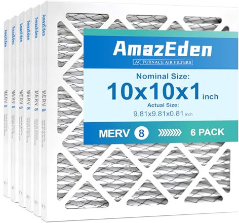 AmazEden 10 x 10 x 1 AC Luftfilter MERV 8 (6er-Pack) MPR 600 FPR 5 HVAC Ofenfaltenfilter Staubschutz Luftfilter Ersatz (exakte Maße: 24 x 24 x 2,2 cm)