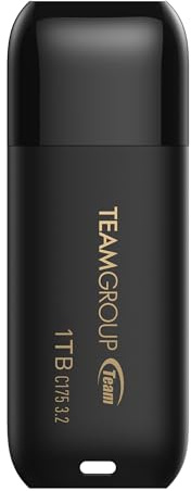 TEAMGROUP C175 1TB USB 3.2 Gen 1 (USB 3.1/3.0) Read 100MB/s Flash Thumb Drive, External Data Storage Memory Stick Compatible with Computer/Laptop/Desktop/PC Matte Black TC17531TBB01