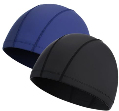 ZKHSEOU 2er-Pack Badekappen, Unisex-Badekappen, elastische Badekappen, Badekappen für Männer, Frauen, Kinder, Jungen, langes Haar, kurzes Haar