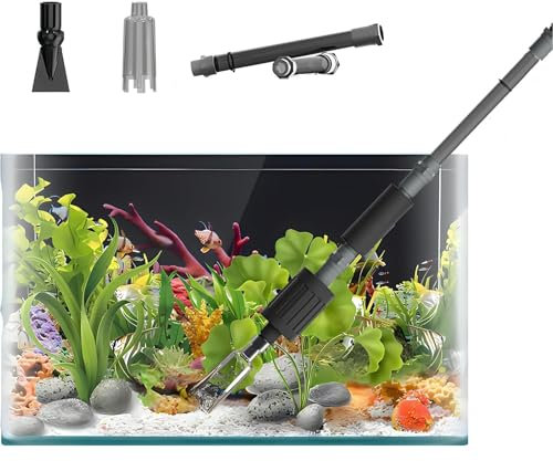 Mulmsauger Aquarium Elektrisch, 6 in 1 Elektrischer Reiniger Für Aquarien, Kiesreiniger Aquarium, Wasserwechsler, Aquarium Mulmsauger Elektrische, Verstellbare Grifflänge,10W