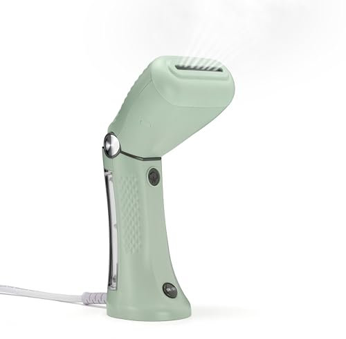 Conair GSC24E Stiratore verticale da viaggio con vapore potente, multi-voltaggio, testina regolabile, vapore 20g/min, serbatoio 80ml, appendino da viaggio pieghevole incluso, cavo da 2.4m, verde