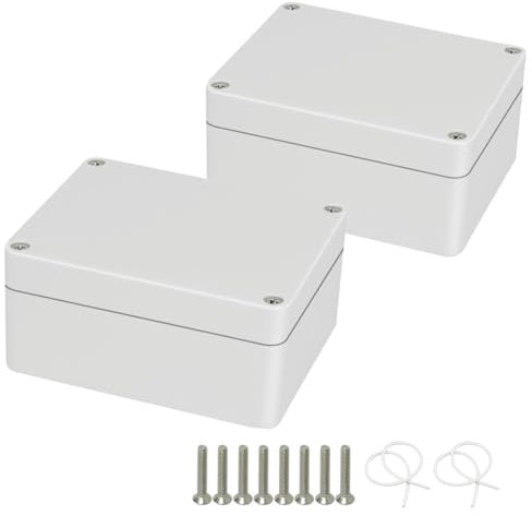 PERSENTU 2Pcs ABS Junction Box IP66 Waterproof PVC Plastic Outdoo Electrical Junction Electronics Electrical Project Boxes Enclosure Cases Enclosure Terminal Box for Cables(White/100 x 68 x 50mm)