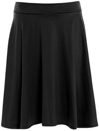 STAR FASHION Womens Plus Size Skater Skirt Plain Flared Elastic Waist Short Skater Skirt Ladies Stretched Pleated Party Skirts