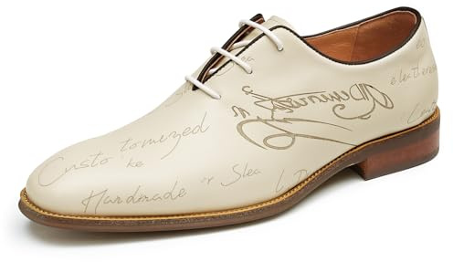 Derbys Business Casuale da Uomo Scarpe Eleganti Formali da Abito in Pelle Estive Festa Matrimonio,Beige,46
