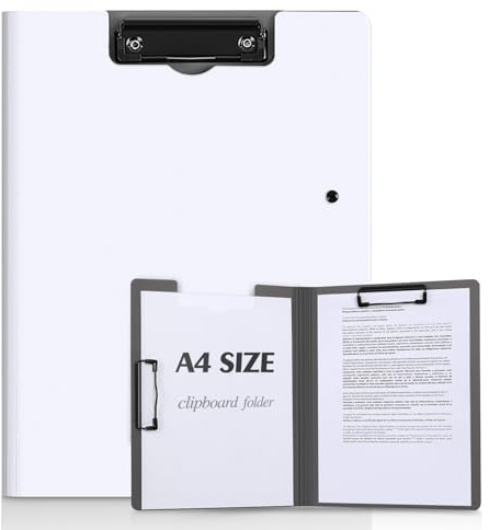KONVINIT Portablocco A4, Plastica Cartella Portadocumenti con Pinza Porta Foldover Clip Board con coperchio Cartellina Portadocumenti per ufficio/scuola/casa