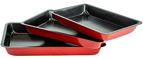 3pcs Baking Tray Set for Roasting, Baking, Cooking, Non-Stick Oven Trays, Bakeware Set