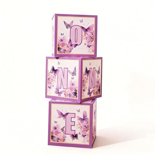 Scatole decorative per il primo compleanno delle bambine,Set di 3 scatole per palloncini di compleanno «ONE» con lettere, scatole feste di compleanno, balli fine anno, anniversari matrimonio