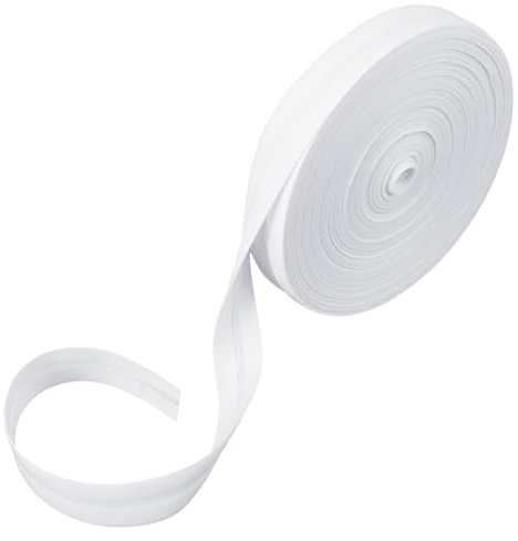 GEEHUA 20 mm snedband vit, 20 m enkelt vikta snedband för sömnad, polyester för gör-det-självare, sömnadspalering, pysselbindning