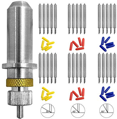 30 piezas (30/45/60 grados) AFUNTA Blade Cortador de vinilo Plotter Cuchillas de corte para Roland y la mayoría de plóteros nacionales e importados con base de soporte de hoja