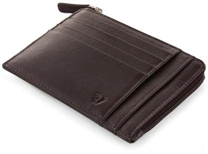 RONCATO Pascal porta carte di credito vera pelle con tasca zip Testa di moro