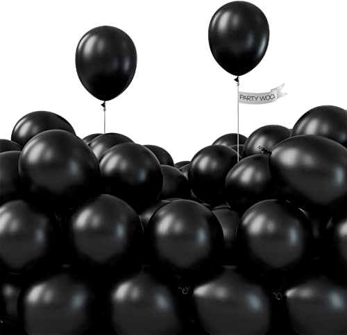 PartyWoo Black Balloons 100pcs 5 Inch Black Matte Latex Helium Balloons for Birthday Wedding Anniversary Graduation Bachelorette Engagement Bridal Shower Retirement Party Decorations Black-Y18
